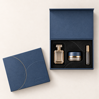 Emballage de luxe personnalisé en carton rigide noir avec fermeture magnétique, boîte cadeau pour parfum, soin de la peau, sérum, avec doublure en éponge