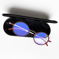 Lunettes de lecture personnalisées avec logo, haute définition, filtre anti-lumière bleue, monture ronde rétro en TR90 avec étui magnétique
