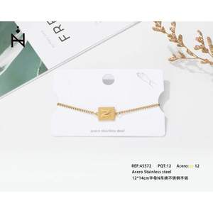 Bracelet en acier inoxydable 12x14cm, lettre M, plaqué or, manchette unisexe, cadeau tendance - Product Image 1