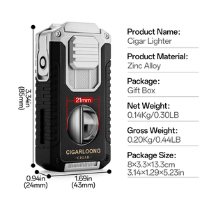 Dao cắt xì gà hình chữ V 5 trong 1, bật lửa xì gà 3 lửa, giá đỡ xì gà bơm hơi, bật lửa đa chức năng - Product Image 6