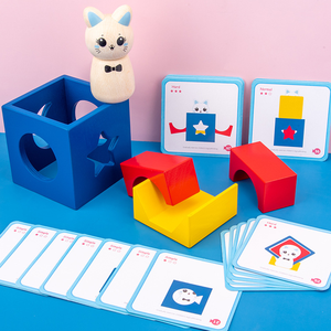 Nuovo Hotsale in legno gattino avventure <span class=keywords><strong>Puzzle</strong></span> pensiero logico carte forma cognizione Montessori giocattoli educativi per bambini - Product Image 1