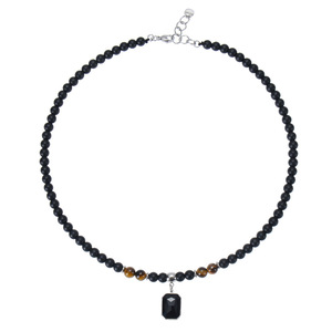 <span class=keywords><strong>Collana</strong></span> pendente Vintage in acciaio inossidabile nero con <span class=keywords><strong>pietre</strong></span> preziose da <span class=keywords><strong>uomo</strong></span> Hip Hop pietra smerigliata occhio di tigre <span class=keywords><strong>collana</strong></span> di perline gioielli - Product Image 6