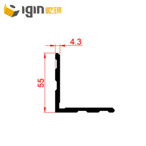 Profilé en aluminium Yijing Angle, épaisseur 4,3 mm, largeur 55 mm, alliage 6063T5, pour assemblage de cadres, usage industriel et civil - Product Image 2