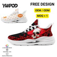 Chaussures de course respirantes et confortables en mesh avec logo personnalisé imprimé par sublimation, motif crâne, amorti, OEM/ODM pour hommes et femmes