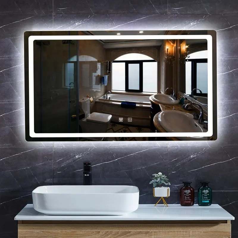 Frameloze Rechthoek Badkamer Vanity Hotel Led Spiegel Licht Met Sensor Koper Gratis/Zilveren Spiegel Verlichte Moderne 70139910090