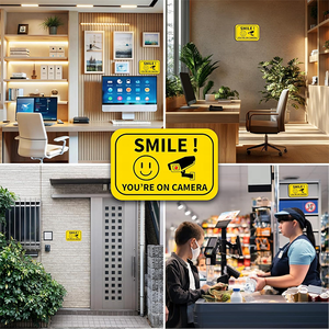 Targa in Metallo Alluminio 'Sorridi, <span class=keywords><strong>Sei</strong></span> in Telecamera' - Adesivo <span class=keywords><strong>di</strong></span> Avvertimento CCTV per Ospedali e Scuole, Segnale Temporaneo Riflettente - Product Image 6