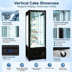 Vitrina Refrigerada Vertical Comercial para Pasteles, <span class=keywords><strong>4</strong></span> Niveles, Vidrio, con Luz LED para Panadería - Product Image 6