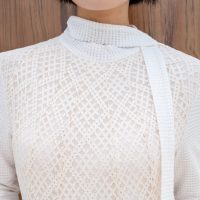 Fabricant de vêtements de haute couture sur mesure, luxe modeste, élégante robe maxi en dentelle ajourée tricotée pour femmes