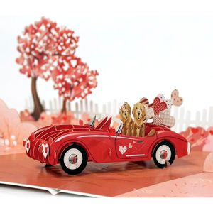 3D Pop-Up Love Card Red Car Dogs Valentine's Day Anniversary Greeting Card for Her Him 4 Color Digital Printing Gloss Lamination - Product Image 6