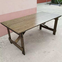 Französischer Stil 8 oder 10 Personen Rustikaler Massivholztisch Rechteckiger Hochzeits-Holzklapptisch im Landhausstil