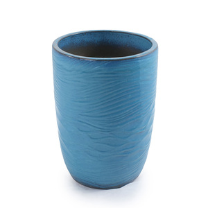 Maceta de Cerámica Esmaltada Azul Cielo con Textura de Olas del Océano, Ecológica, Duradera, para Interiores y Exteriores, Jardinera de Terracota, Decoración del Hogar - Product Image 4