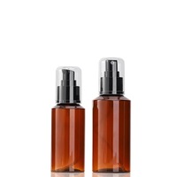 Bouteille en plastique d'emballage de couleur personnalisée 100ml 150ml Bouteille de lotion en spray PET transparente brune avec pompe noire