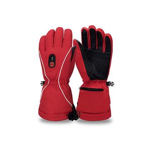 Gants de ski d'hiver noirs de couleur rouge faits sur mesure Gants électriques imperméables respirants Chauffage par batterie Motoneiges en cuir chauffantes Thermique - Product Image 1