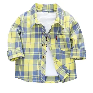 Многоцветная детская одежда оптом детская одежда 1 шт. клетчатая рубашка поло новая хлопковая рубашка с длинным рукавом для мальчиков