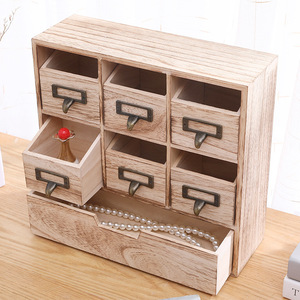 Organizador de Joyas de Madera con Cajones, Caja de Almacenamiento de Madera Natural para Accesorios de Escritorio, Tamaño y Grosor Personalizables - Product Image 1