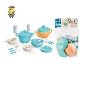 Ensemble de vaisselle et ustensiles de cuisine pour enfants en paille de blé, 15 pièces, jouet de cuisine - Product Image 2