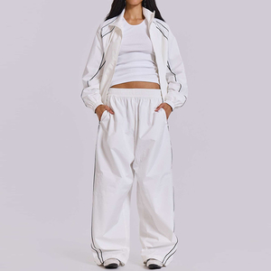 Của Phụ Nữ Thể Thao Chạy Theo Dõi Zip up Chắp Vá Áo Khoác Và Nhanh Chóng Khô Boggy Quần Cộng Với Kích Thước Thoáng Khí 2-Mảnh Bộ Cho Mùa Xuân - Product Image 2