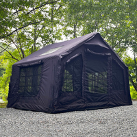 Nouvelle tente gonflable de camping extérieure noire pour toute la famille avec bâche de protection