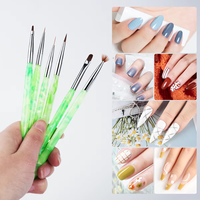 Nouvel ensemble professionnel de 6 pinceaux à ongles en acrylique vert texturé jade anti-chute pour la peinture au gel UV et le dégradé en éventail