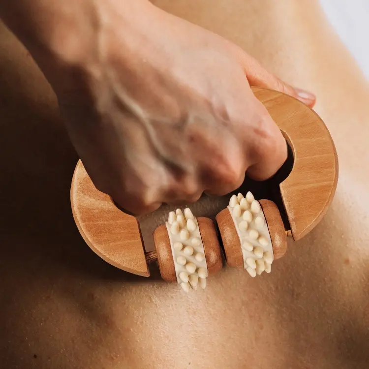 Gloway Logo cầm tay chống cellulite điểm cơ bắp gỗ massage con lăn công cụ trị liệu thoát bạch huyết massage