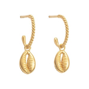 Bijoux de <span class=keywords><strong>mode</strong></span> Gemnel, boucles d'oreilles tendance, argent 925 plaqué or, coquillage classique, boucles d'oreilles créoles d'été, océan - Product Image 1