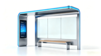 Abri de bus intelligent préfabriqué sur mesure pour ville connectée avec affichage numérique, auvent LED résistant aux intempéries, arrêt de bus