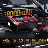 Démarreur de voiture avec compresseur d'air, booster de batterie de voiture, démarreur de secours multifonction avec gonfleur de pneus