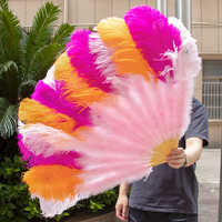 130CM grand ventilateur de plumes d'autruche moelleux 13 os de poche carnaval danse du ventre scène Performance plume ventilateur Plumes bricolage artisanat