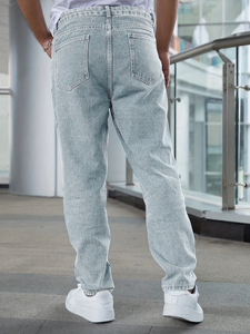 <span class=keywords><strong>Jeans</strong></span> di colore chiaro da uomo nuovi pantaloni <span class=keywords><strong>lunghi</strong></span> Casual stile americano primavera autunno largo largo - Product Image 2
