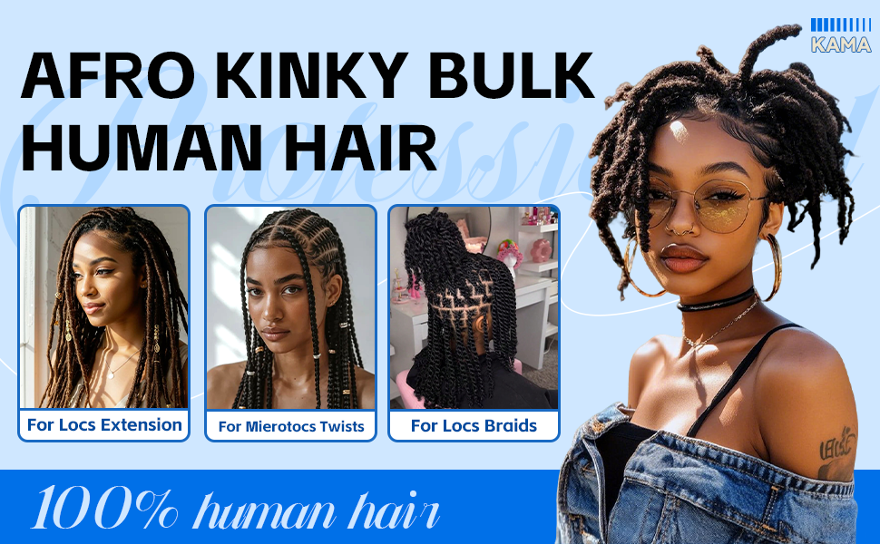 Wholesale Brazilian Afro Kinky Remy Bulk Hair 30/1B/30 Micro Twist Detail Section 7