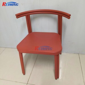 Muebles de comedor de jardín <span class=keywords><strong>Silla</strong></span> de aluminio para exteriores Respaldo de <span class=keywords><strong>media</strong></span> <span class=keywords><strong>luna</strong></span> para todo clima Sillas apilables para cafetería Restaurante Patio - Product Image 4