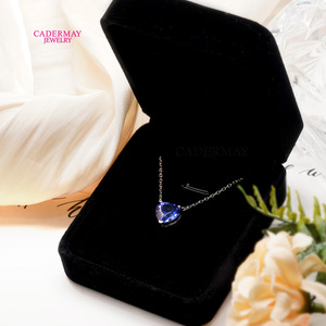Cadermay Heart Shape Sapphire Necklace S925 Sterling Silver Moissanite Pendant Gift - Product Image 3