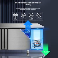Table de préparation réfrigérée commerciale pour sandwichs, 2 portes, 8 bacs, refroidissement par air, en acier inoxydable 304, pour restaurant et traiteur