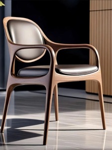 Sedia <span class=keywords><strong>da</strong></span> <span class=keywords><strong>Pranzo</strong></span> Moderna in Pelle di Ispirazione Nordica con Schienale in Noce Massiccio, Perfetta per l'Arredamento Domestico - Product Image 5