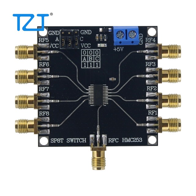 TZT HMC253 DC-2.5GHz RF Single-Pole Eight-Throw Switch GASS MMIC SP8T Non-reflective Switch for CATV/DBS/CDMA/Cellular/PCS