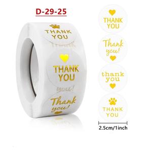 500 pz/rotolo Adesivo da 1 pollice vendita all'ingrosso popolare oro grazie adesivi Forl etichetta autoadesiva a forma di cuore - Product Image 1