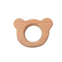 Encantador colgante de oso de madera de dibujos animados, forma de Animal Natural puro, patrón hecho a mano de madera de haya, colgante para hacer joyas DIY