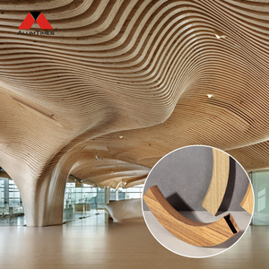 Revêtement mural <span class=keywords><strong>vertical</strong></span> en aluminium à lattes métalliques insonorisées avec finition grain de bois pour la décoration de salon et de villa - Product Image 3