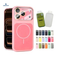 Étui en silicone magnétique à motif laser de luxe pour iPhone 16 15 Pro Max avec boutons métalliques et protection d'objectif en acrylique