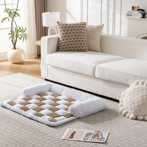 Cama para Mascotas Rectangular Gris Oscuro, Relleno de Fibra, Cama para Perros para las Cuatro Estaciones, Alfombra Antideslizante en Forma de U para Mascotas - Product Image 4