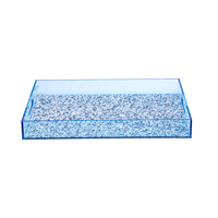 Plateau de rangement en acrylique pailleté personnalisé pour hôtels et restaurants, assiette avec logo, plateau de service en plexiglas scintillant pour salles de spectacle de luxe