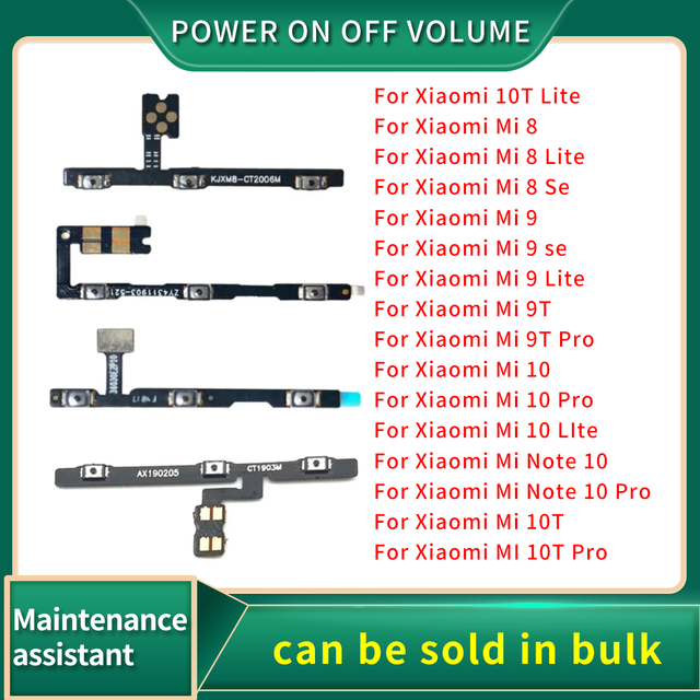 Power On Off Key Flex Cable For Xiaomi Mi 8 9 se Lite Mi 9T 10T 10 Note 10 Pro Lite Side Volume Button Replacement parts