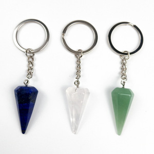 Diy Summer Most Popular divining spirit pendulum hexagonal Yellow Tiger Eye key chain pendant Clear Quartz healing energy key chain crystals wholesale bulk