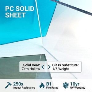 Lastra Solida in <span class=keywords><strong>Policarbonato</strong></span> <span class=keywords><strong>Trasparente</strong></span> Resistente alle Intemperie 2mm 2.5mm 3mm 5mm 6mm 10mm con Protezione UV - Product Image 3