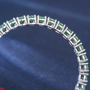 Wholesale Custom Fine Jewelry Diamond Designer Green Iced Out Vvs Moissanite 925 Silver Wedding Bracelet Certified Jewelry - Product Image 3