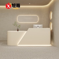 Meuble de bureau couleur beige, comptoir de réception pour bureau moderne et hôtel, avec dimensions et couleurs personnalisables