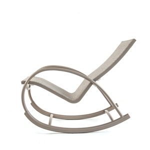 Outdoor Portable Leisure <b>Rocking</b> <b>Chair</b> Featuring Grey Teslin Mesh Fabric and a Curved Metal Frame Minimalist Design - Product Image 1