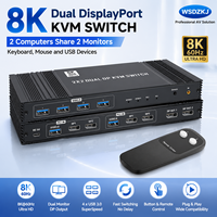 Conmutador KVM Profesional Hardrock Dual para 8K60Hz con Hub USB 3.0 de Aleación de Aluminio, Conmutación Remota para Dos PC, Control de Dos Monitores