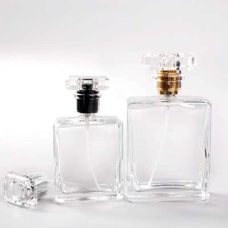 Оптовая продажа, пустая Роскошная плоская квадратная парфюмерная бутылка 30 мл, 50 мл, 75 мл, 100 мл, черная многоразовая стеклянная бутылка для духов