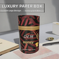 Boîte cylindrique de luxe en papier kraft pour le stockage de miel, avec logo personnalisé, doublure en mousse épaisse, excellentes boîtes en papier pour papeterie